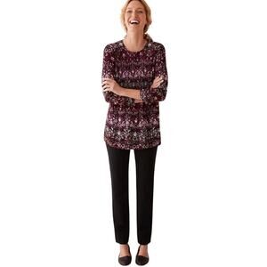 J. Jill Women's Very Pretty Paisley Smocked Floral Long Sleeve Blouse Size 2X